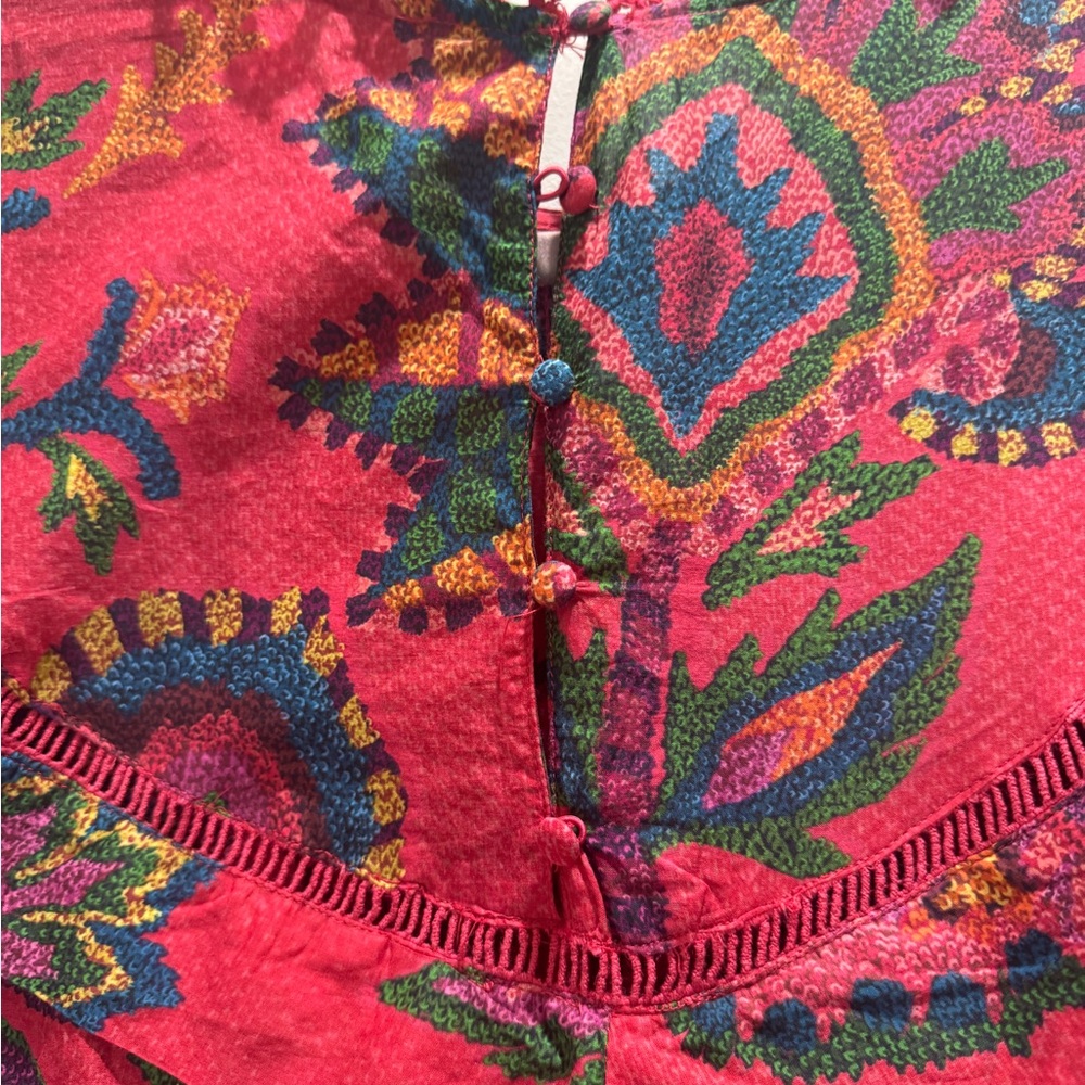 Farm Rio Red Tapestry Ruffle Mini Dress - Picture 7 of 8